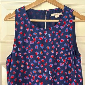 C&E blue chiffon patterned tank knee length dress